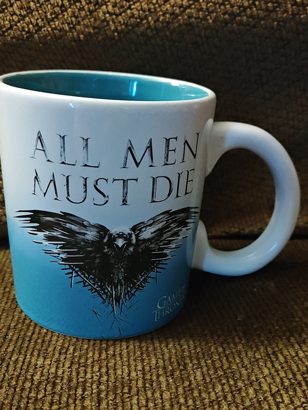 Game of Thrones "All Men Must Die" Blue Accent Ceramic Mug